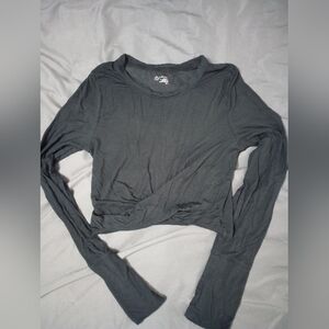 Black Long Sleeve Crop Top